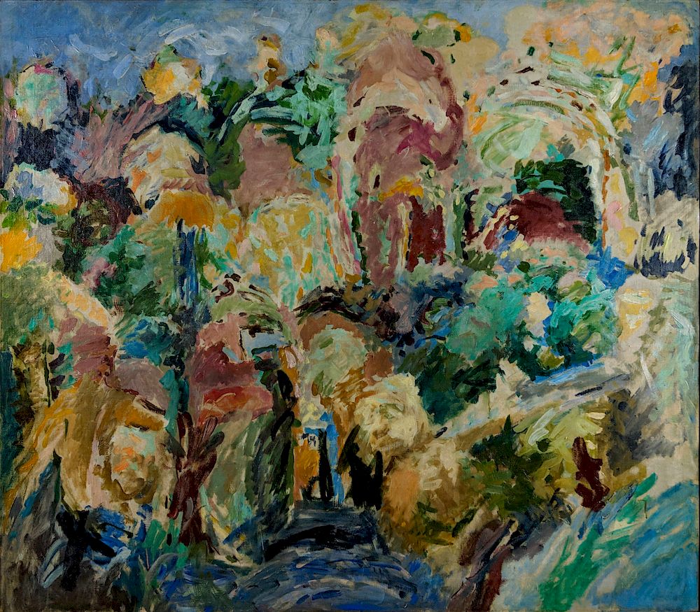 Appraisal: Nell Blaine - Figures In A Garden Lot Nell Blaine