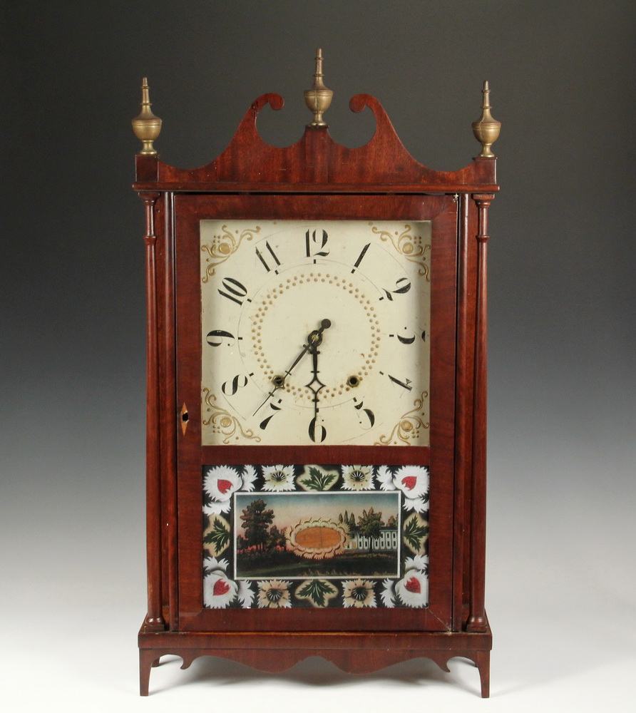 Appraisal: SHELF CLOCK - th c Pillar and Scroll Mahogany Shelf