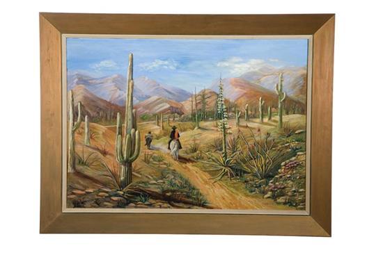 Appraisal: OIL ON CANVAS Desert scene of a horserider and his