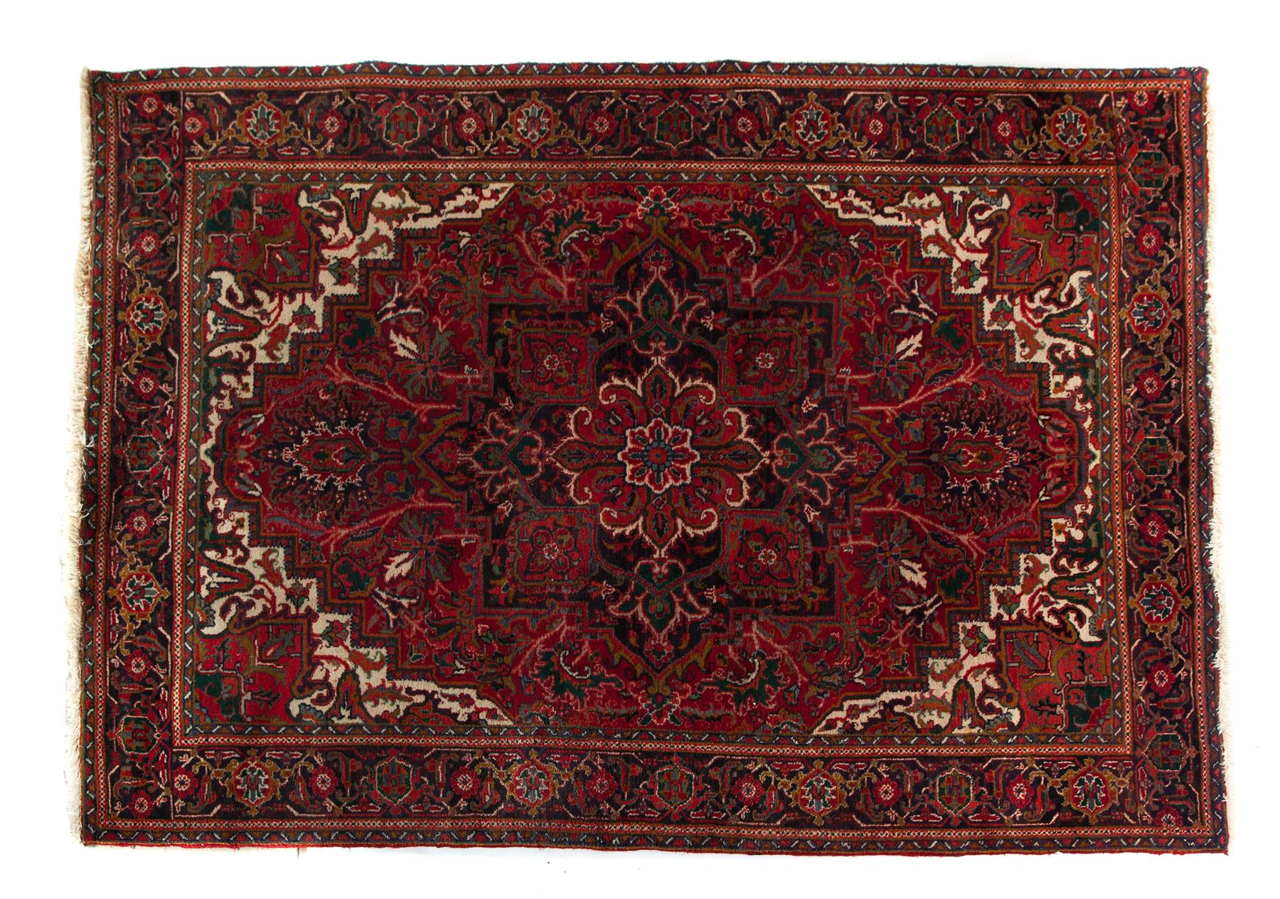 Appraisal: ORIENTAL RUG Late th century Mahal with burgundy ground and