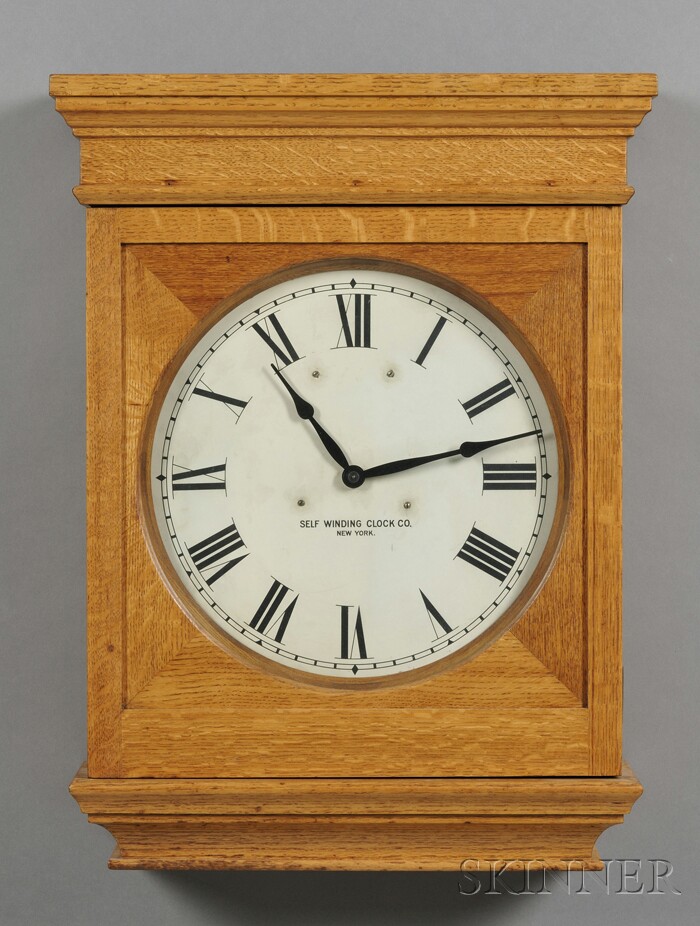 Appraisal: Self Winding Clock Company Oak Wall Clock New York the