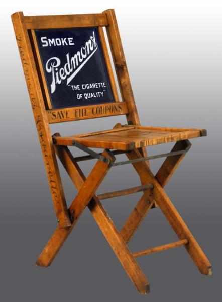 Appraisal: Piedmont Cigarettes Porcelain Folding Chair Description Beautiful porcelain panel Piedmont