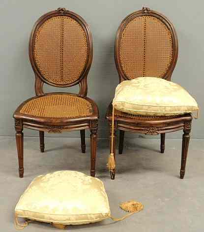 Appraisal: Pair of Continental fruitwood side chairs early th c with