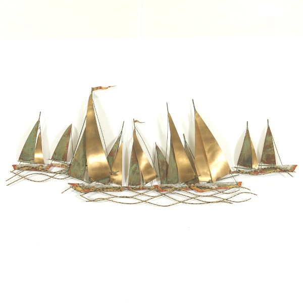 Appraisal: CURTIS JERE AMERICAN - x Brass sculpture of sailboats on