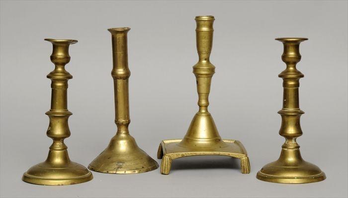 Appraisal: TH CENTURY-STYLE CANDLESTICK TOGETHER WITH A PAIR OF ENGLISH CANDLESTICKS