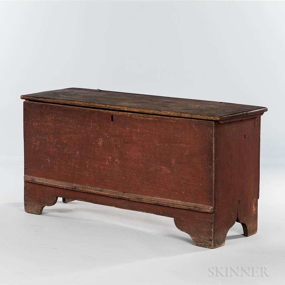 Appraisal: Early Red-painted Chestnut Six-board Chest Early Red-painted Chestnut Six-board Chest