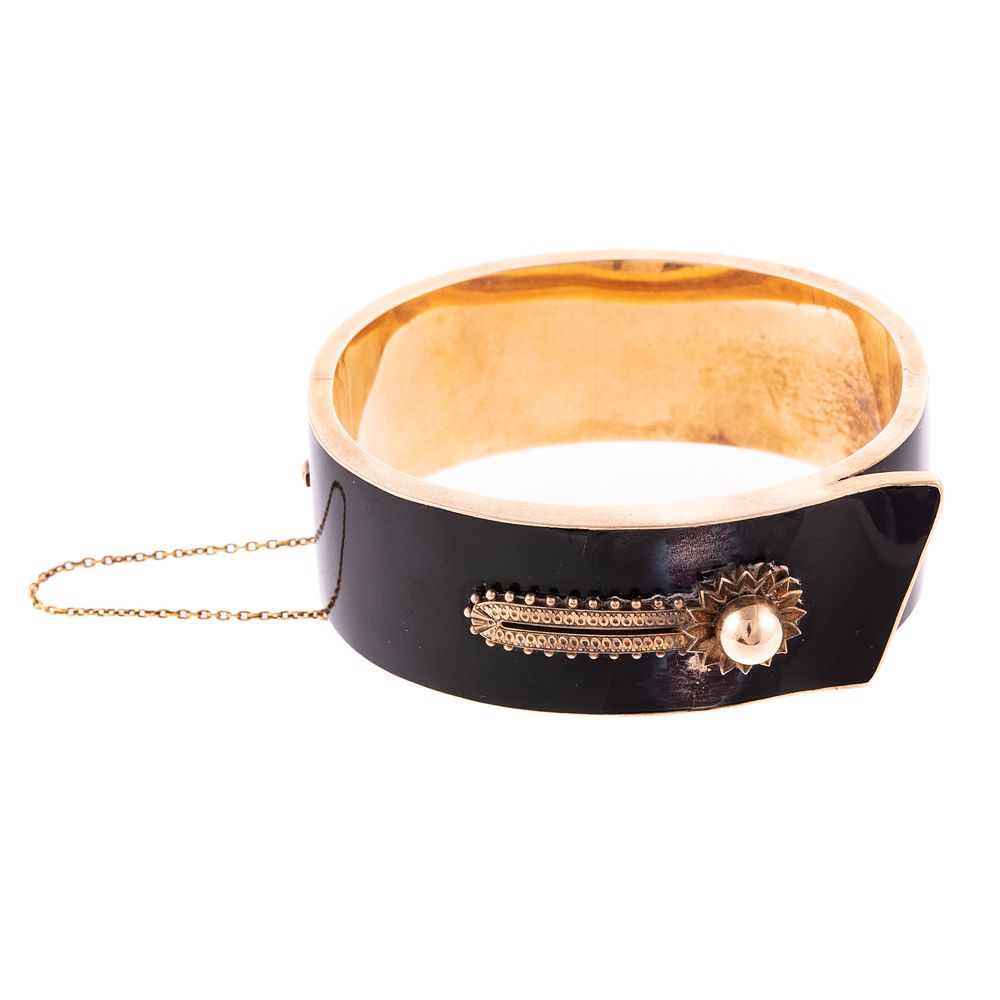 Appraisal: Victorian Black Enamel Bracelet in K Yellow Gold K yellow