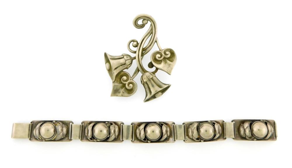 Appraisal: JEWELRY Georg Jensen bracelet and Tiffany Co pin both marked