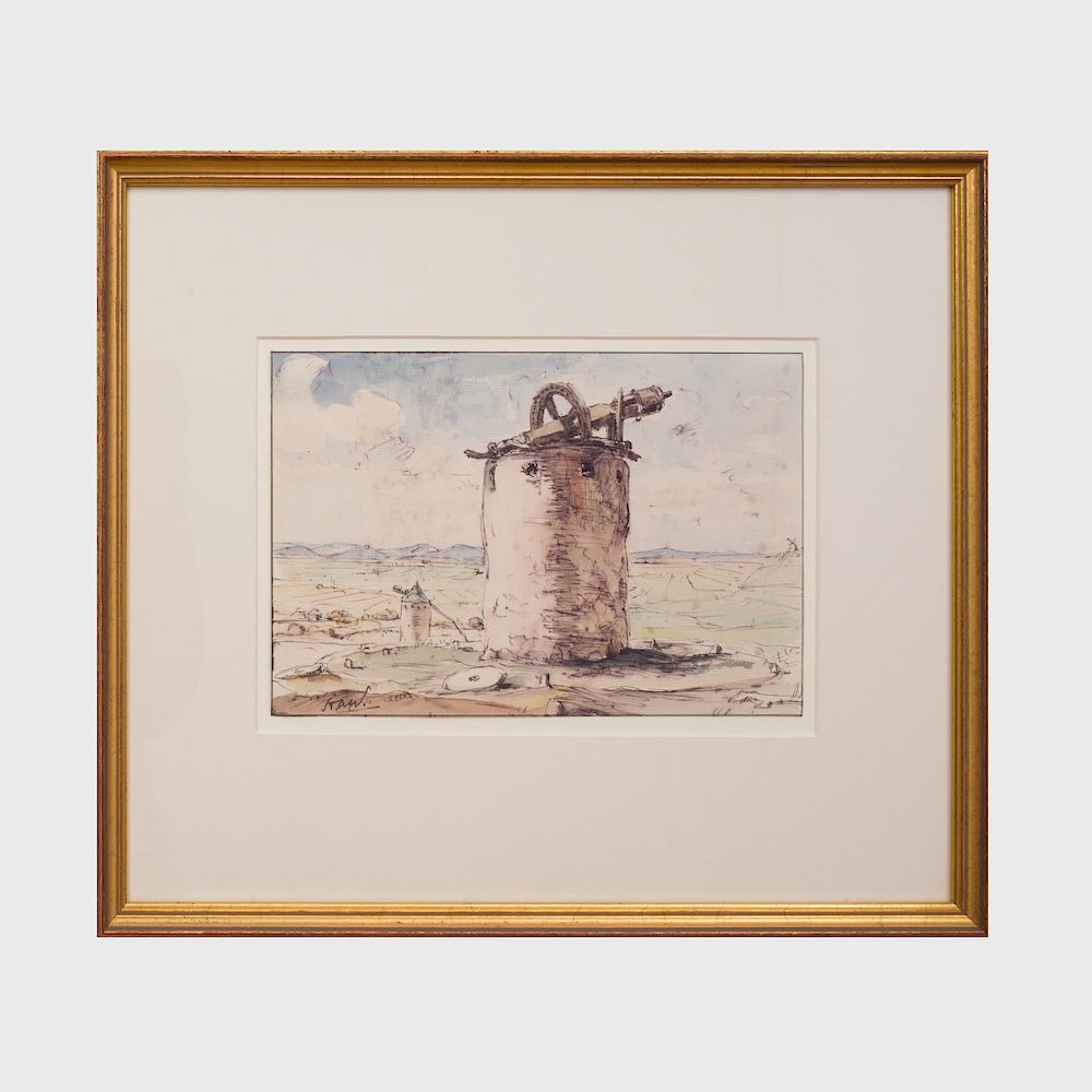 Appraisal: Herman Armour Webster - Derelict Windmill Ink and watercolor on