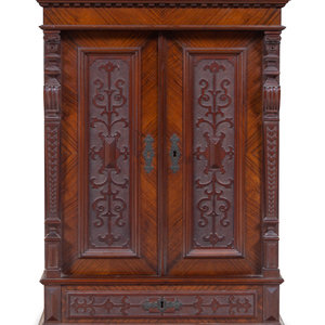 Appraisal: A Renaissance Revival Carved Walnut Side Cabinet Early th Century