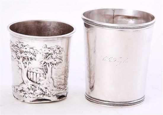 Appraisal: American coin silver cup and French silver cup American presentation