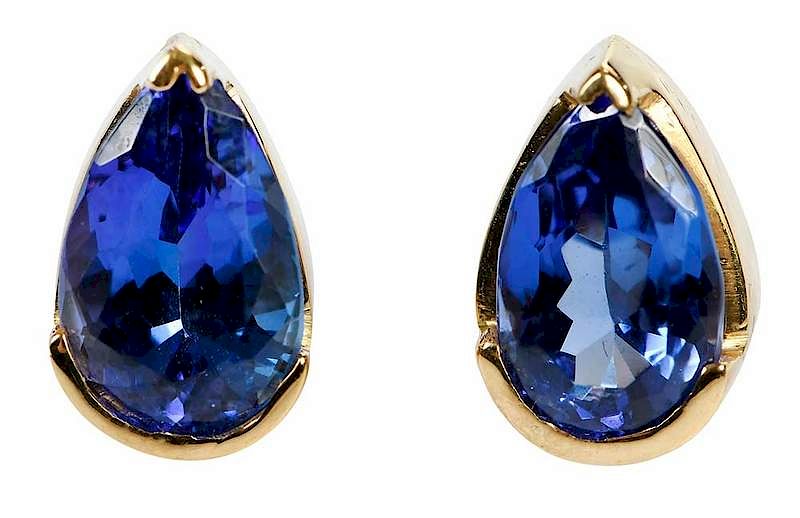 Appraisal: kt Tanzanite Earrings each with one pear cut tanzanite estimated