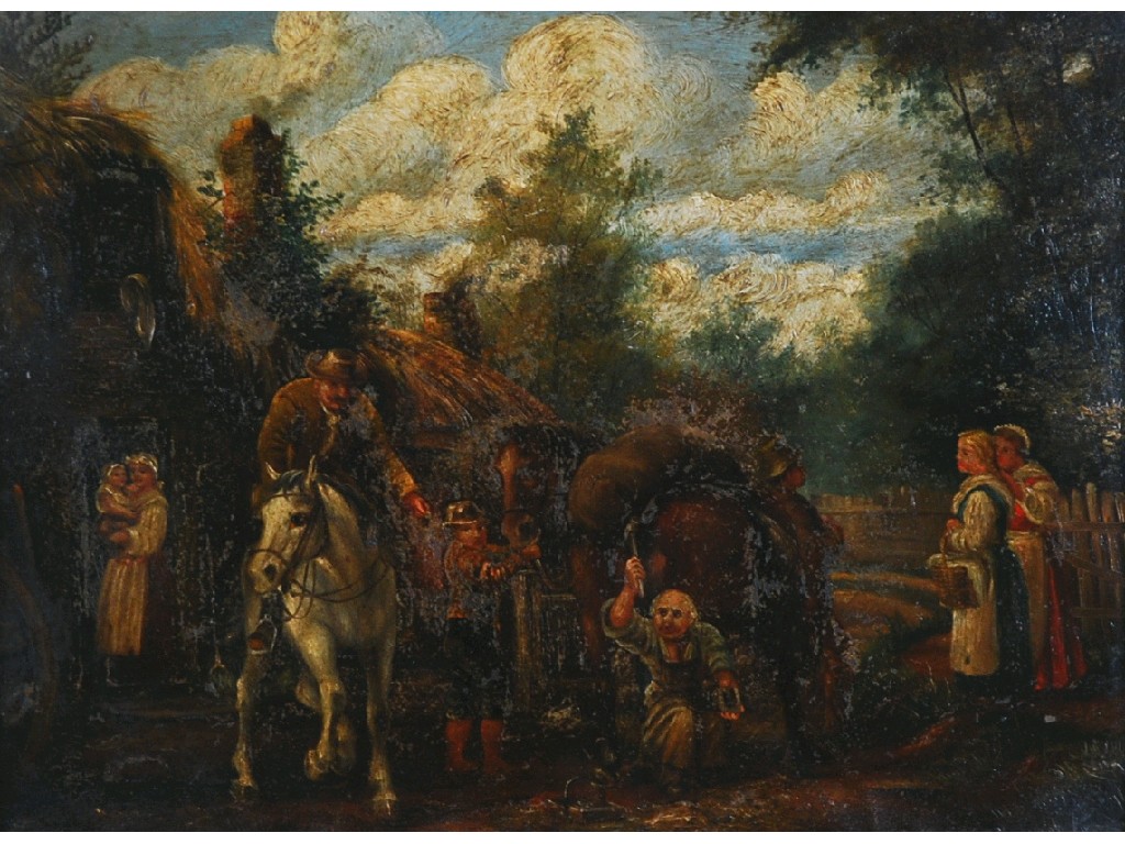 Appraisal: TH CENTURY DUTCH SCHOOL OILPAINTING ON COPPER farm yard with