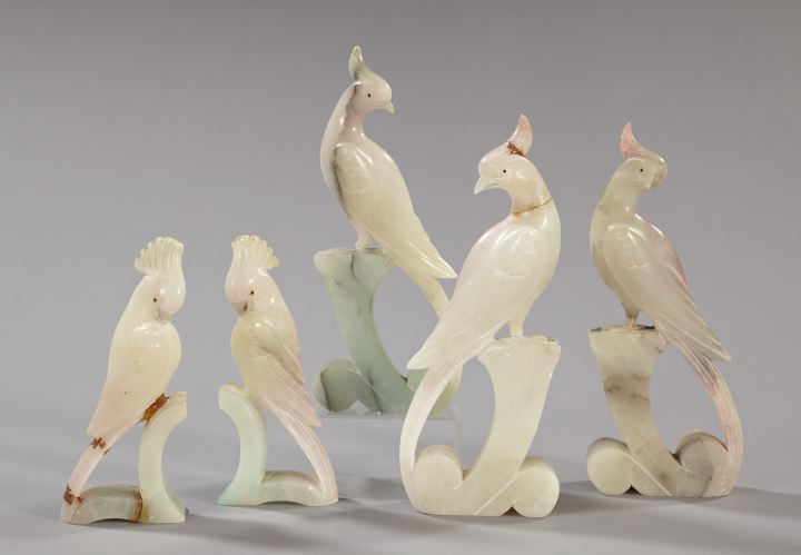 Appraisal: Group of Five Carved Alabaster Birds second quarter th century