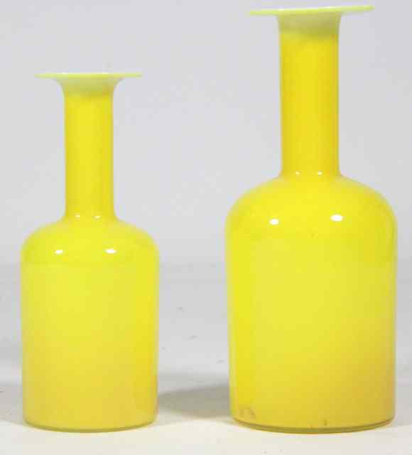 Appraisal: Two yellow glass vases cm high and cm high