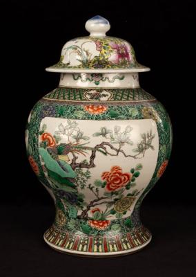 Appraisal: A Chinese famille verte style jar and cover late Qing