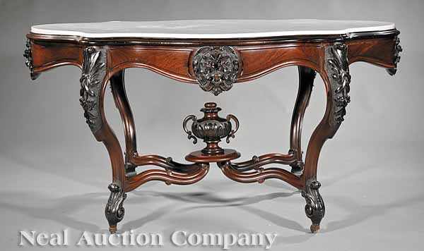 Appraisal: An American Rococo Carved Rosewood Center Table mid- th c