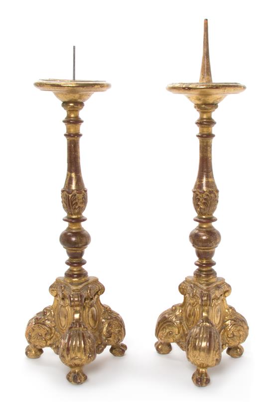 Appraisal: Sale Lot A Pair of North Italian Baroque Giltwood Prickets