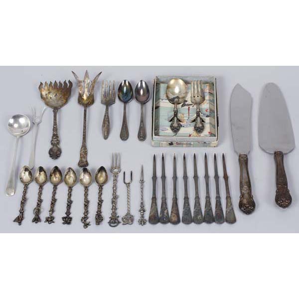 Appraisal: Various sterling and silver flatware and serving pieces Featuring an