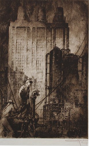 Appraisal: KUHLER Otto American - ''A Glimpse Into the Future'' Drypoint