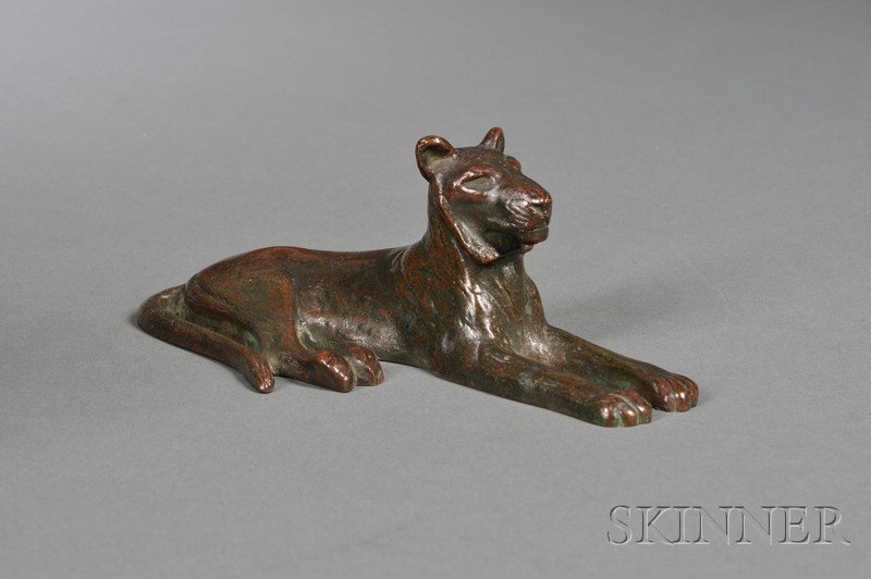 Appraisal: Tiffany Studios Bronze Model of a Lioness th century dark