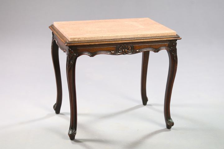 Appraisal: Louis XV-Style Stained Fruitwood and Marble-Top Side Table early th