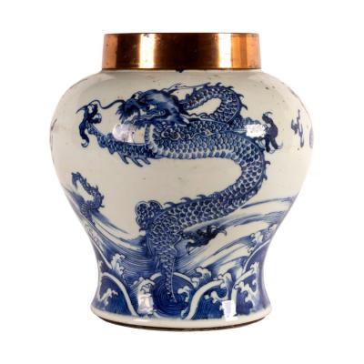 Appraisal: A Chinese blue and white jar th th Century depicting