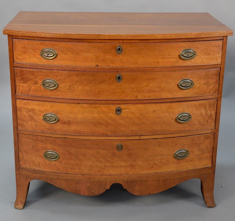 Appraisal: Federal cherry bowed front four drawer chest with inlaid top