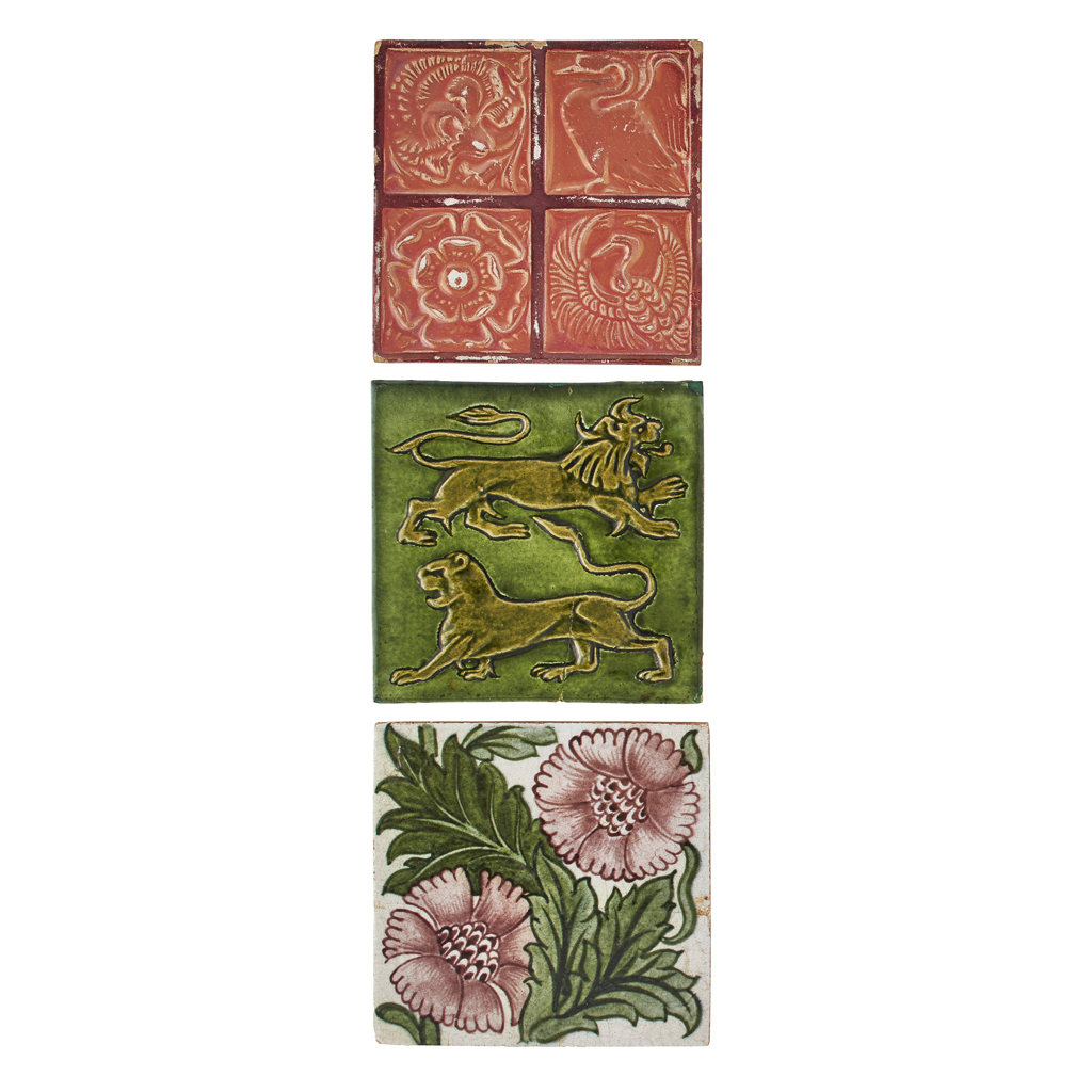 Appraisal: WILLIAM DE MORGAN - THREE TILES CIRCA - comprising a