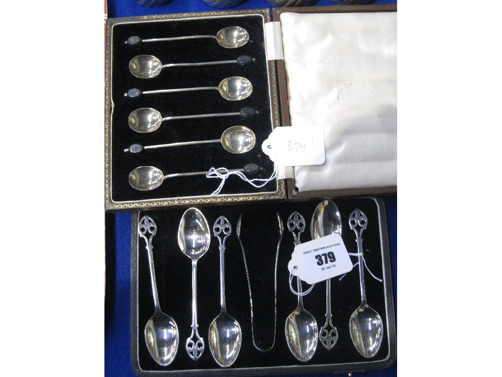 Appraisal: Lot comprising set of silver spoons and set of EP