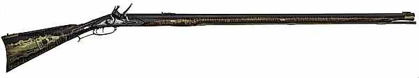 Appraisal: Contemporary Kentucky Long Rifle cal barrel Maple stock brass furniture