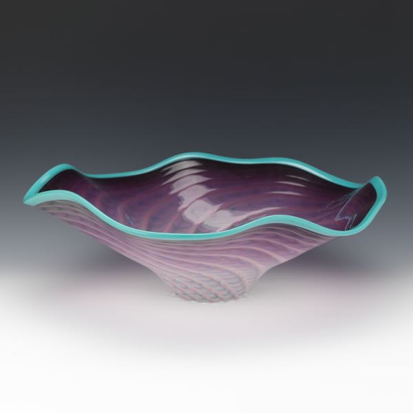 Appraisal: LA CHAUSSEE STUDIO ART GLASS CENTERPIECE BOWL x Overall amethyst