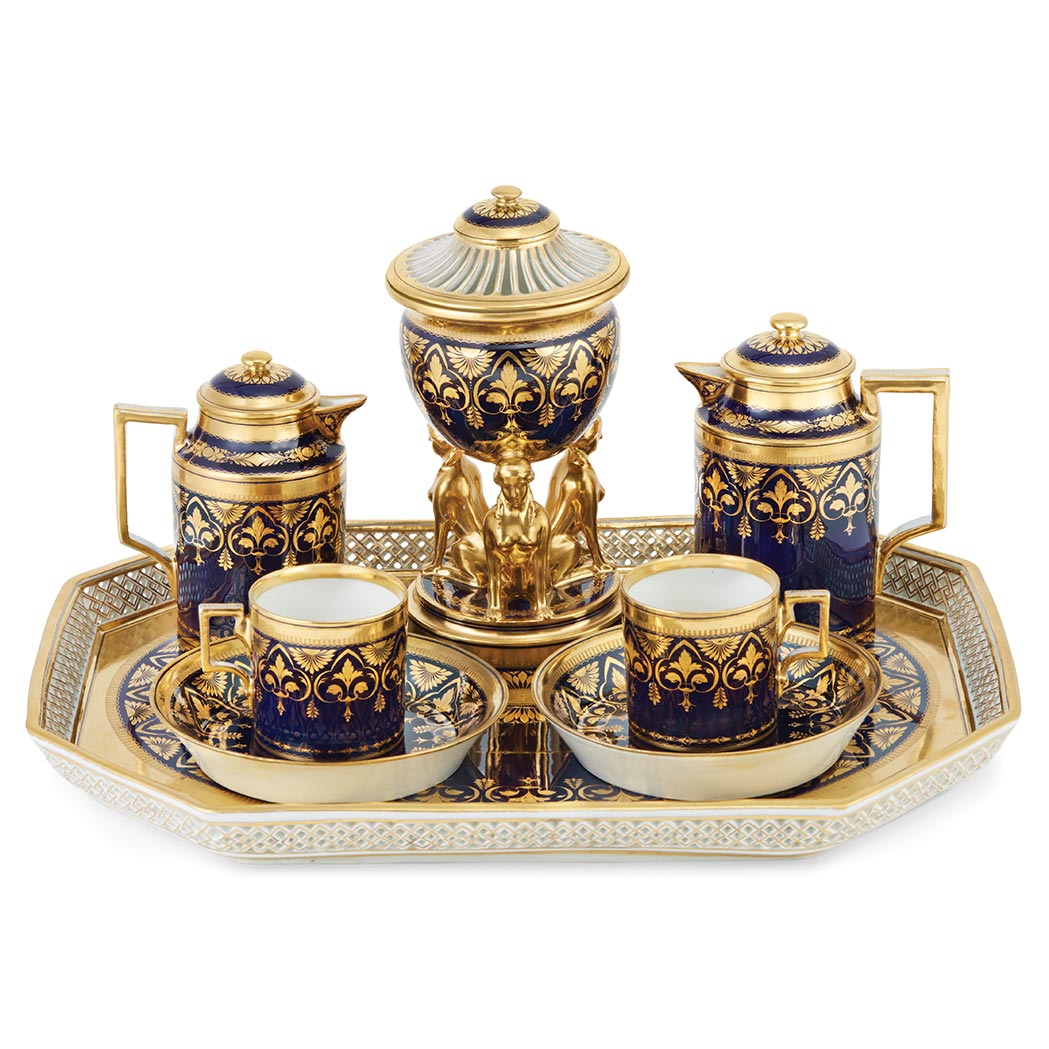 Appraisal: Vienna Cobalt Blue and Parcel Gilt Porcelain Tete-a-Tete Service in