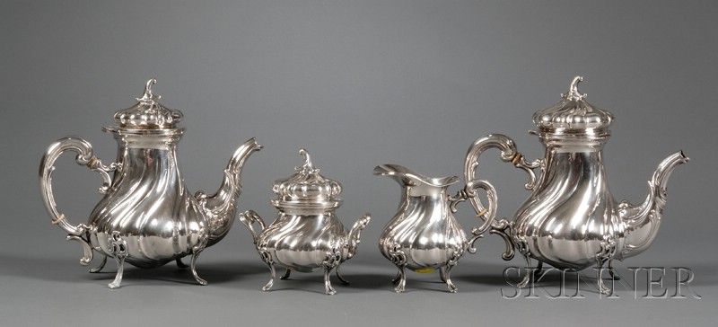 Appraisal: Continental Silver Four Piece Rococo Revival Tea and Coffee Service