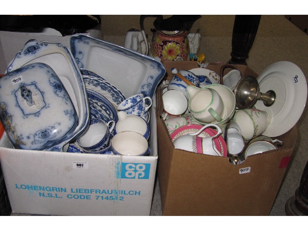 Appraisal: Two boxes of assorted ceramics - blue and white etc