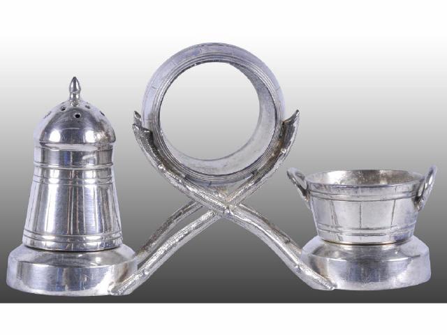 Appraisal: Combination Set with Barrel Figural Napkin Ring Description Barrel shaped