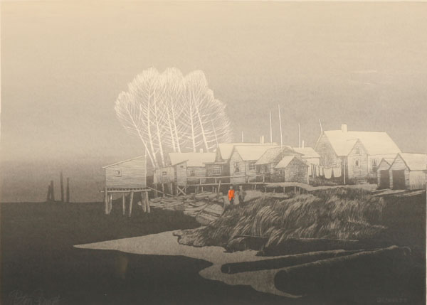 Appraisal: Elton Bennett American - Morning on the River x pencil