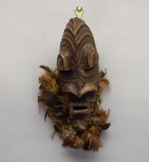 Appraisal: Antique African Mask w Feathered Beard Antique African Mask w