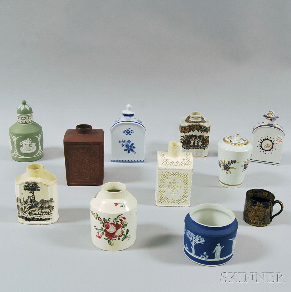 Appraisal: Ten English Tea Caddies and a Cup th th century