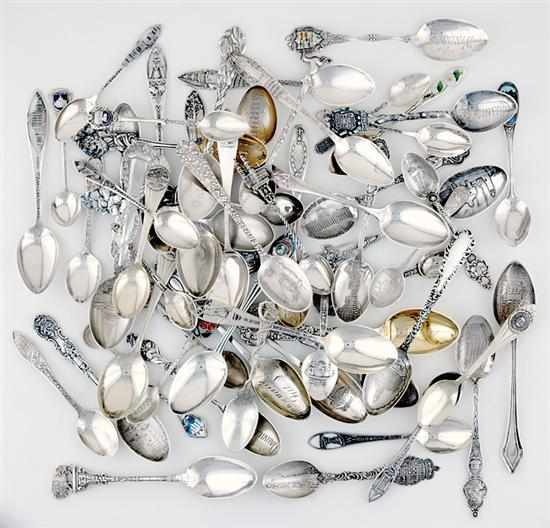 Appraisal: Collection sterling and silver souvenir spoons late th early th