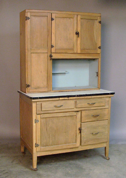 Appraisal: Hoosier two part kitchen cupboard h w