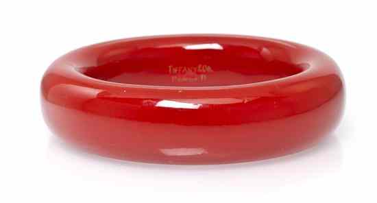 Appraisal: A Red Lacquer Bangle Bracelet Elsa Peretti for Tiffany Co