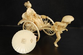 Appraisal: JAPANESE CARVED IVORY RICKSHAW FIGURAL GROUP