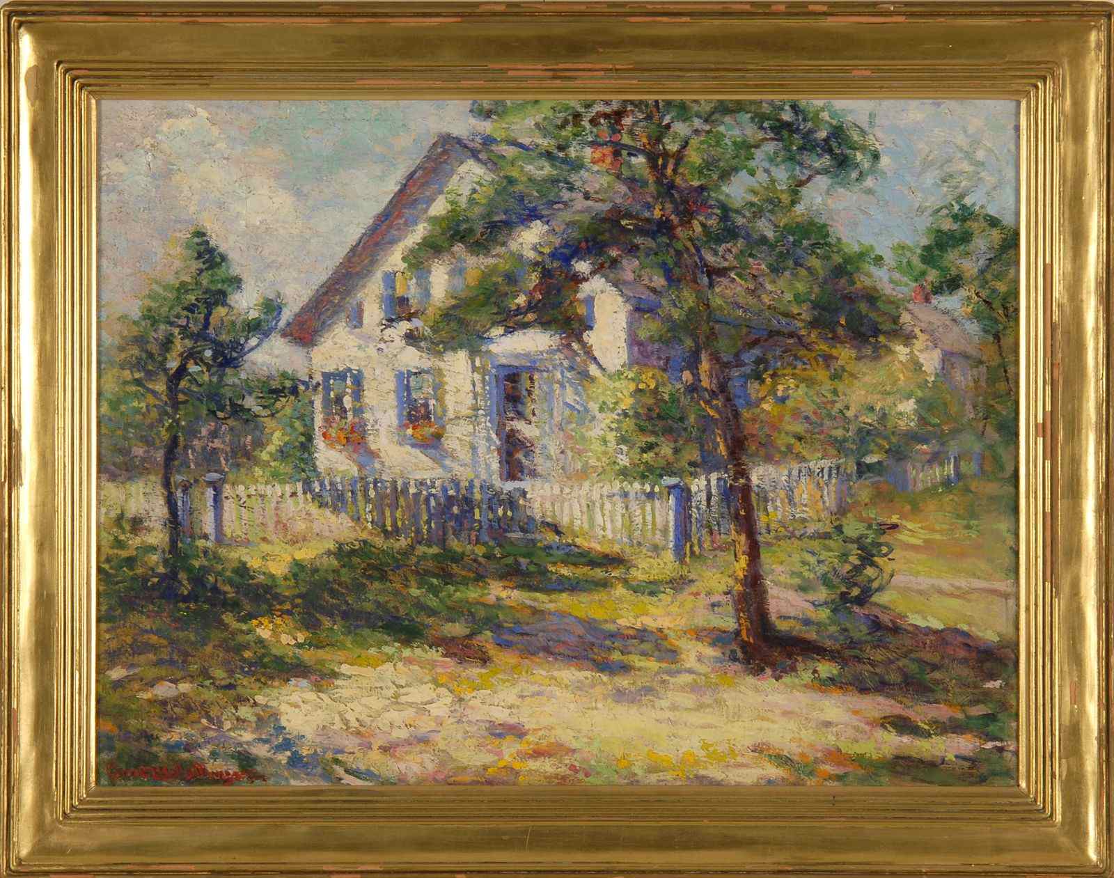 Appraisal: ANNE WELLS MUNGERAmerican - Landscape with house and picket fence