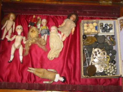 Appraisal: Seven all-bisque dolls' house dolls with jointed limbs - high