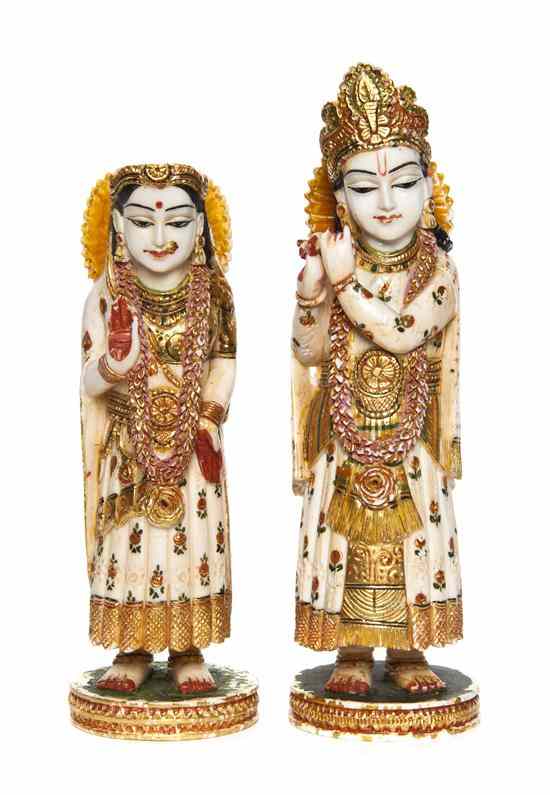 Appraisal: Pair of Indian Ivory Figures of Krishna and Lakshmi each