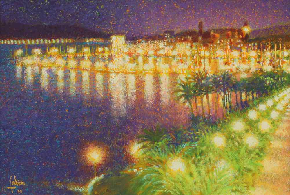 Appraisal: FABIEN Louis Belgian - Cannes at night OIL Canvas ''