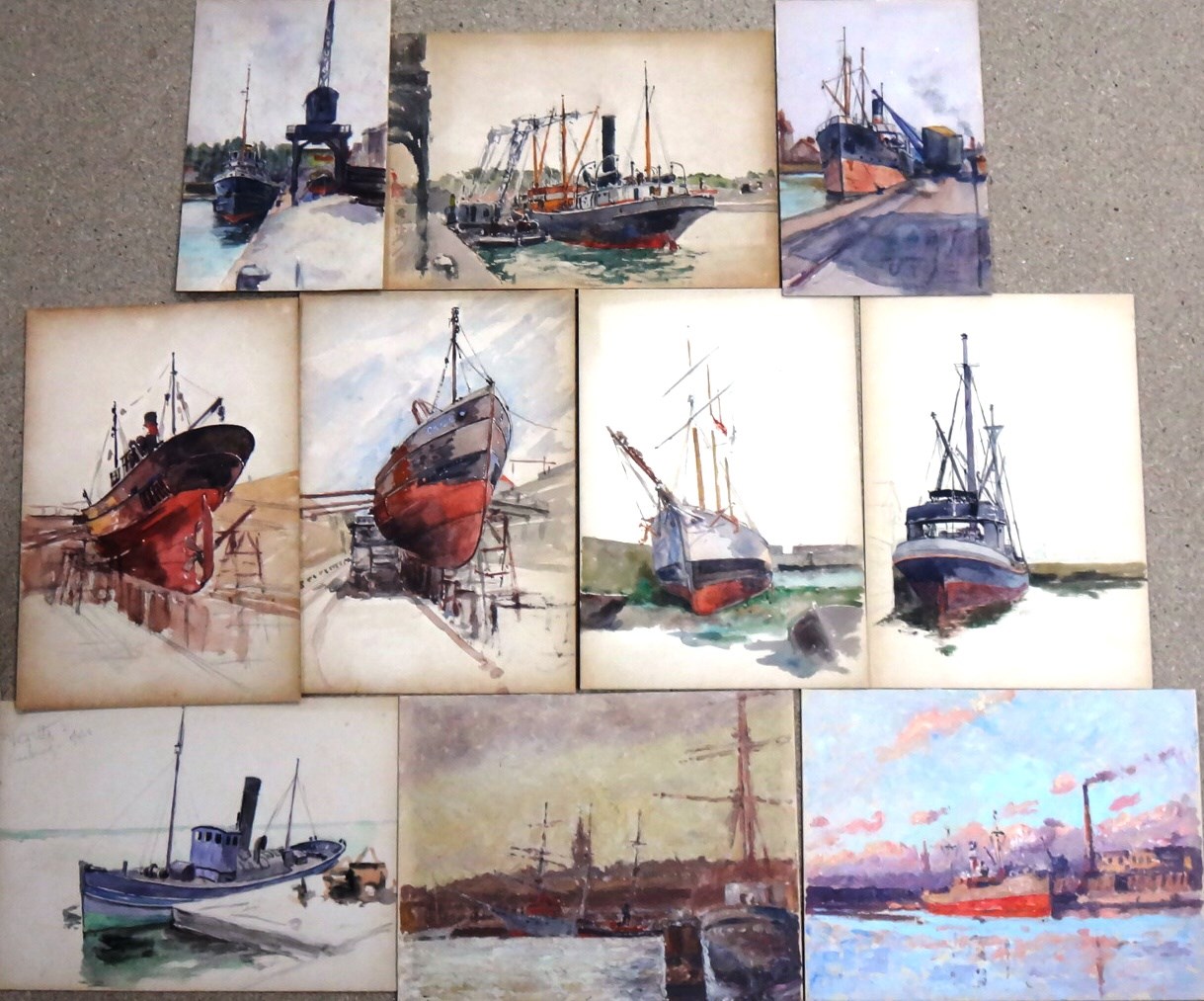 Appraisal: Alexander Brantingham Simpson fl - Harbour and Dry Dock scenes