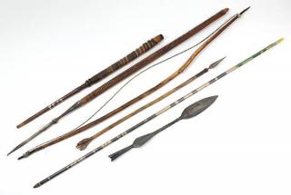 Appraisal: lot of Ethnographic weapon group incluidng a bow metal blade