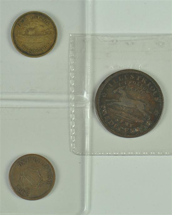 Appraisal: Two Civil War Tokens Grading Nice VF Our Little Monitor